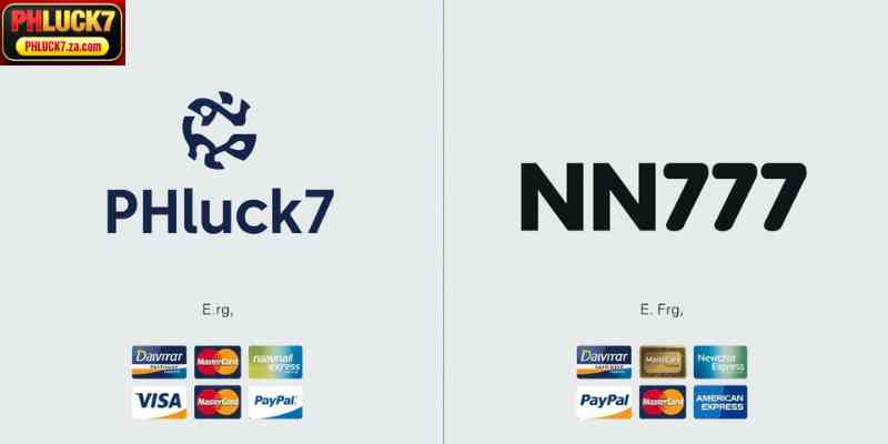 Side-by-side comparison of PHluck7 and NN777 logos with payment icons