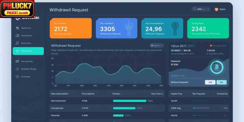 Dashboard mockup showing withdrawal request status